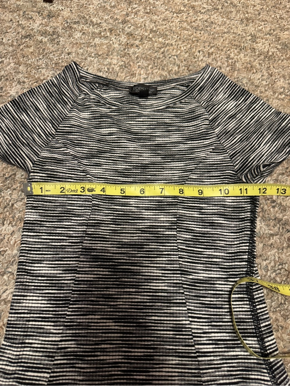 Topshop Black and White Striped Mini Dress - Picture 4 of 6